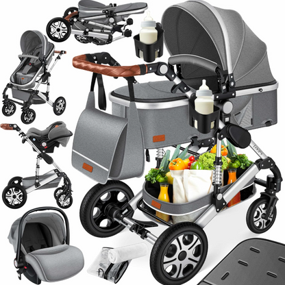 4 in 1 Kinderwagen Komplett-Set mit Babywanne & Babyschale