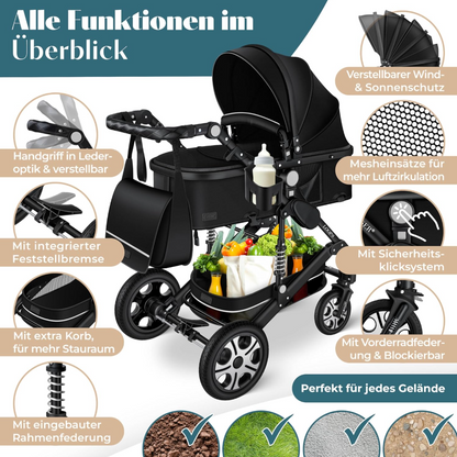 4 in 1 Kinderwagen Komplett-Set mit Babywanne & Babyschale
