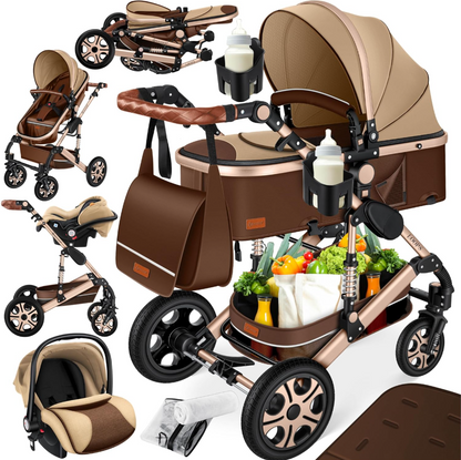 4 in 1 Kinderwagen Komplett-Set mit Babywanne & Babyschale