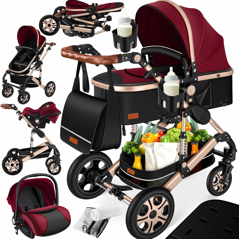 4 in 1 Kinderwagen Komplett-Set mit Babywanne & Babyschale