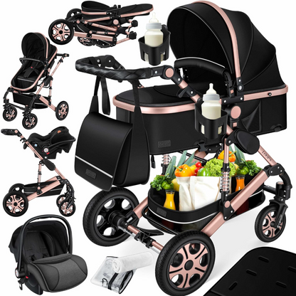 4 in 1 Kinderwagen Komplett-Set mit Babywanne & Babyschale