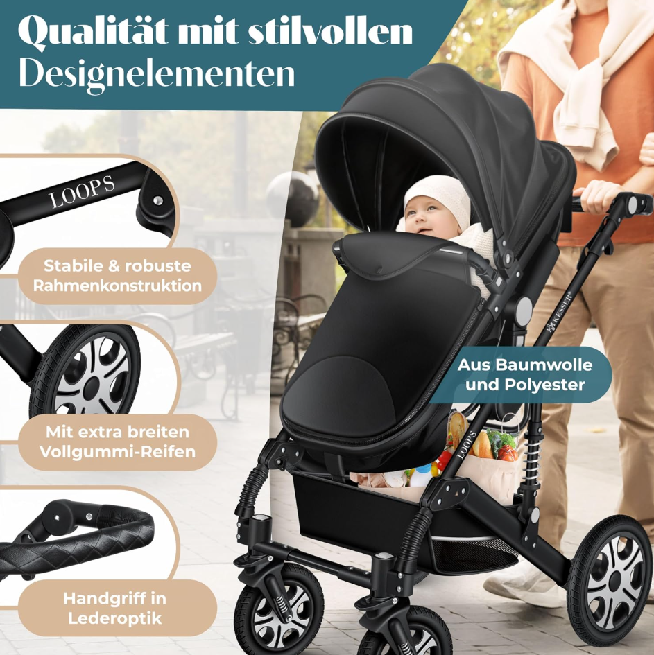 4 in 1 Kinderwagen Komplett-Set mit Babywanne & Babyschale