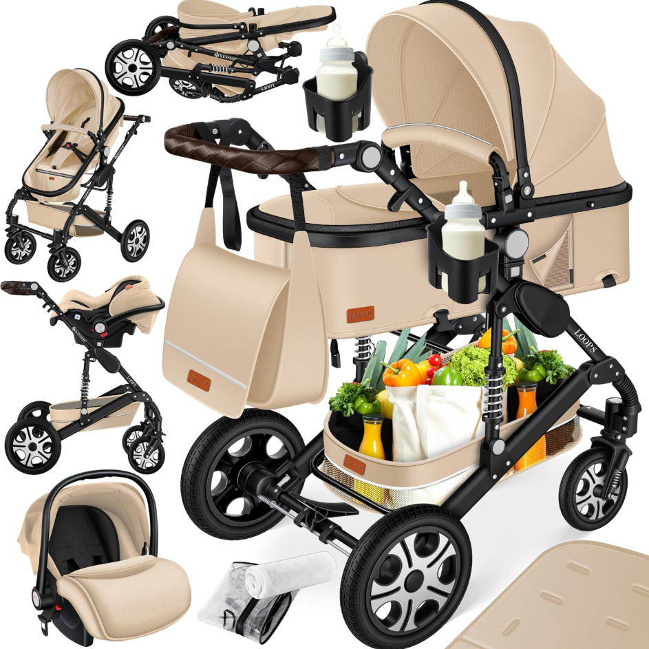4 in 1 Kinderwagen Komplett-Set mit Babywanne & Babyschale